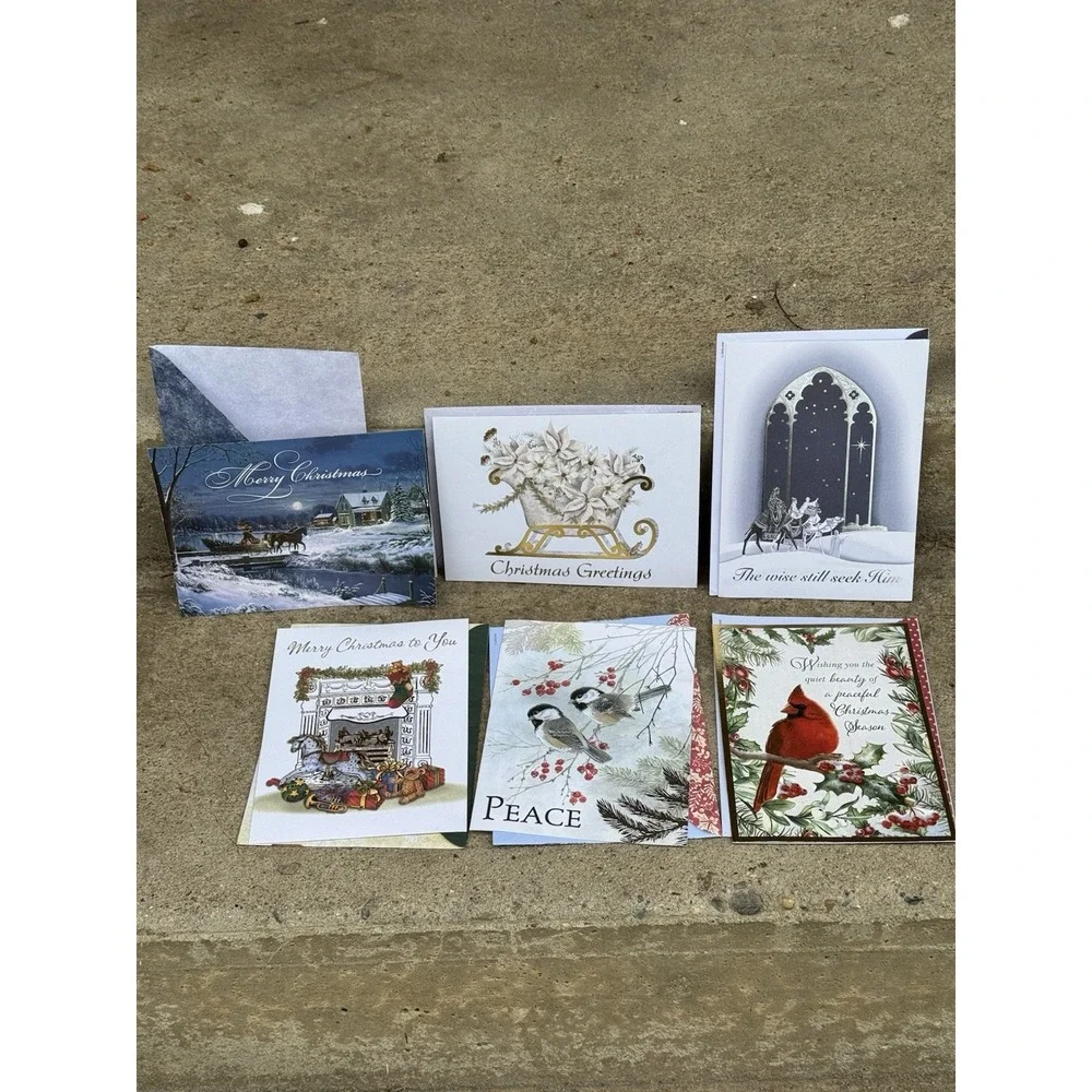 Set Of‎ 5 Christmas Collection Christmas Cards Shiny Holiday Supplies